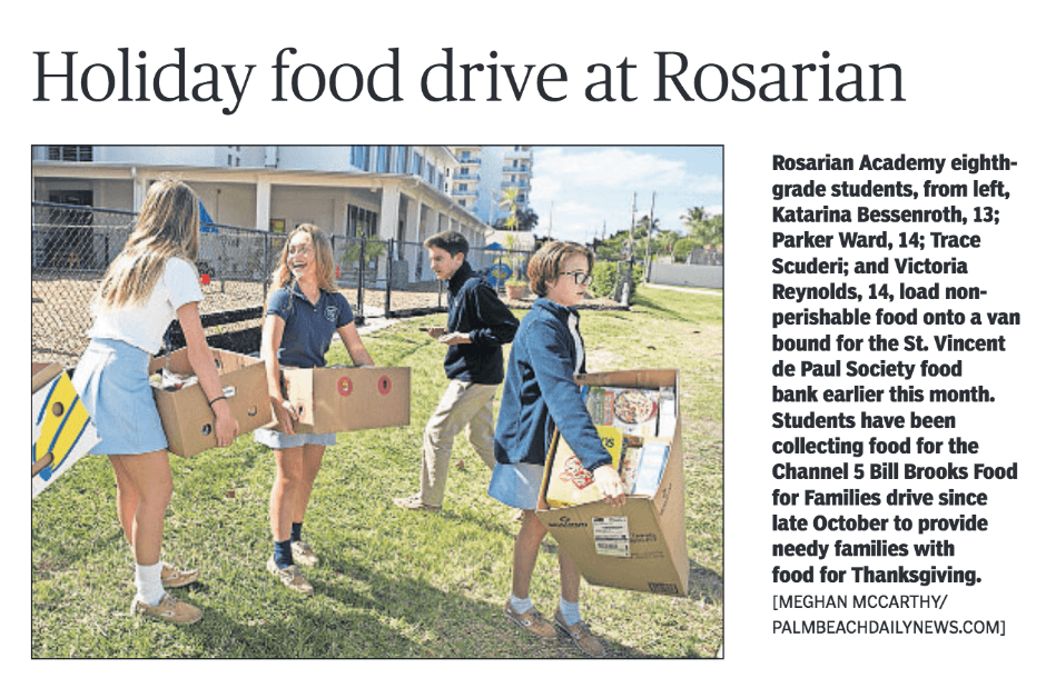 Holiday food drive at Rosarian